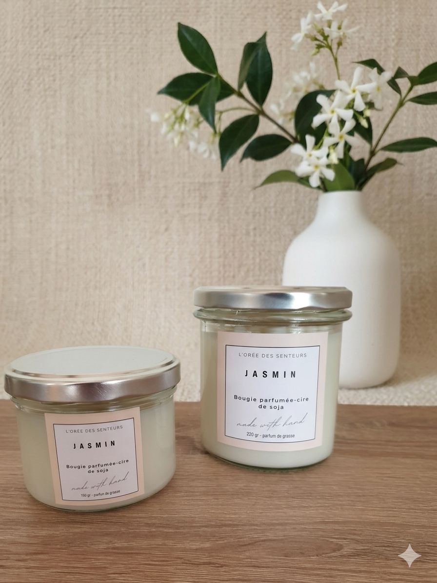 Jasmin - bougie parfumée à la cire de soja