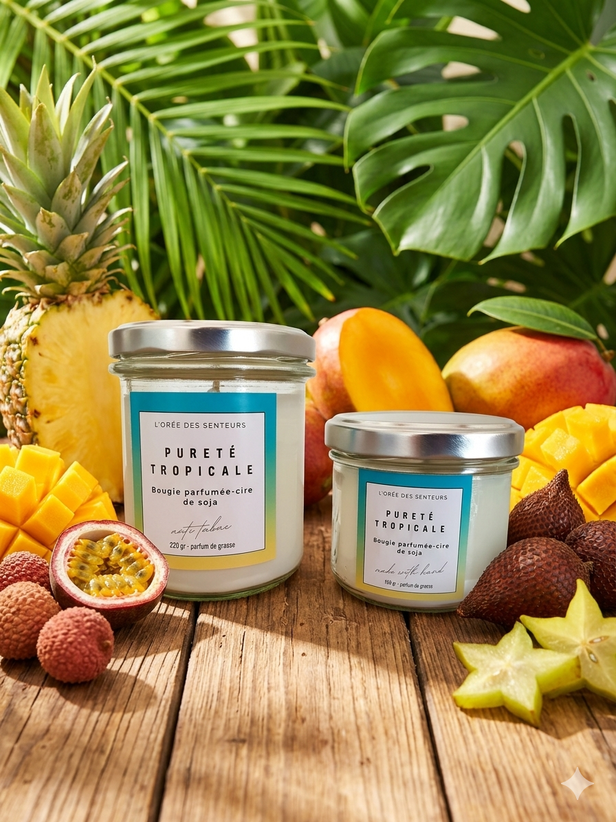 Pureté tropicale - bougie parfumée à la cire de soja
