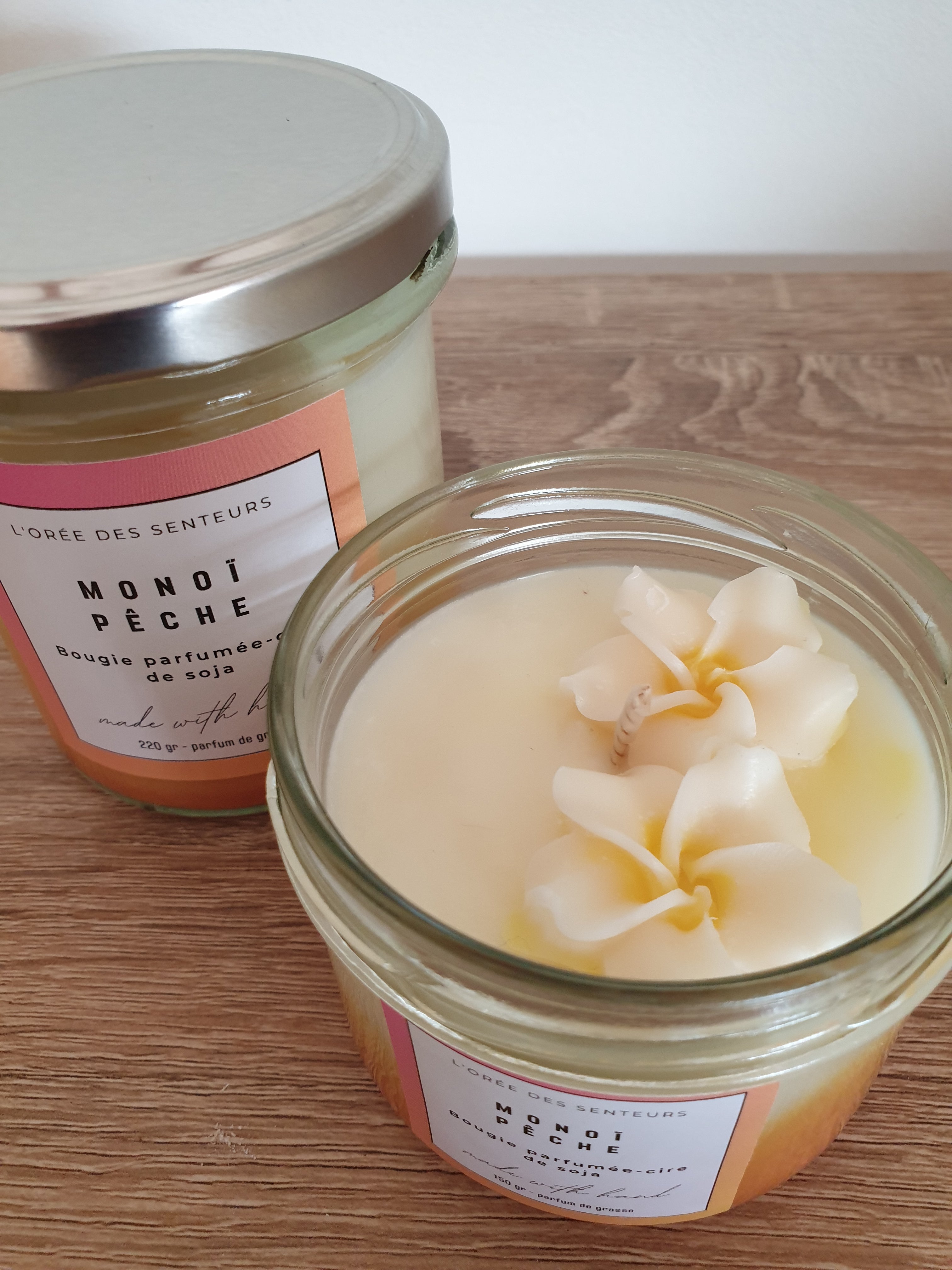 Monoï pêche - bougie parfumée à la cire de soja