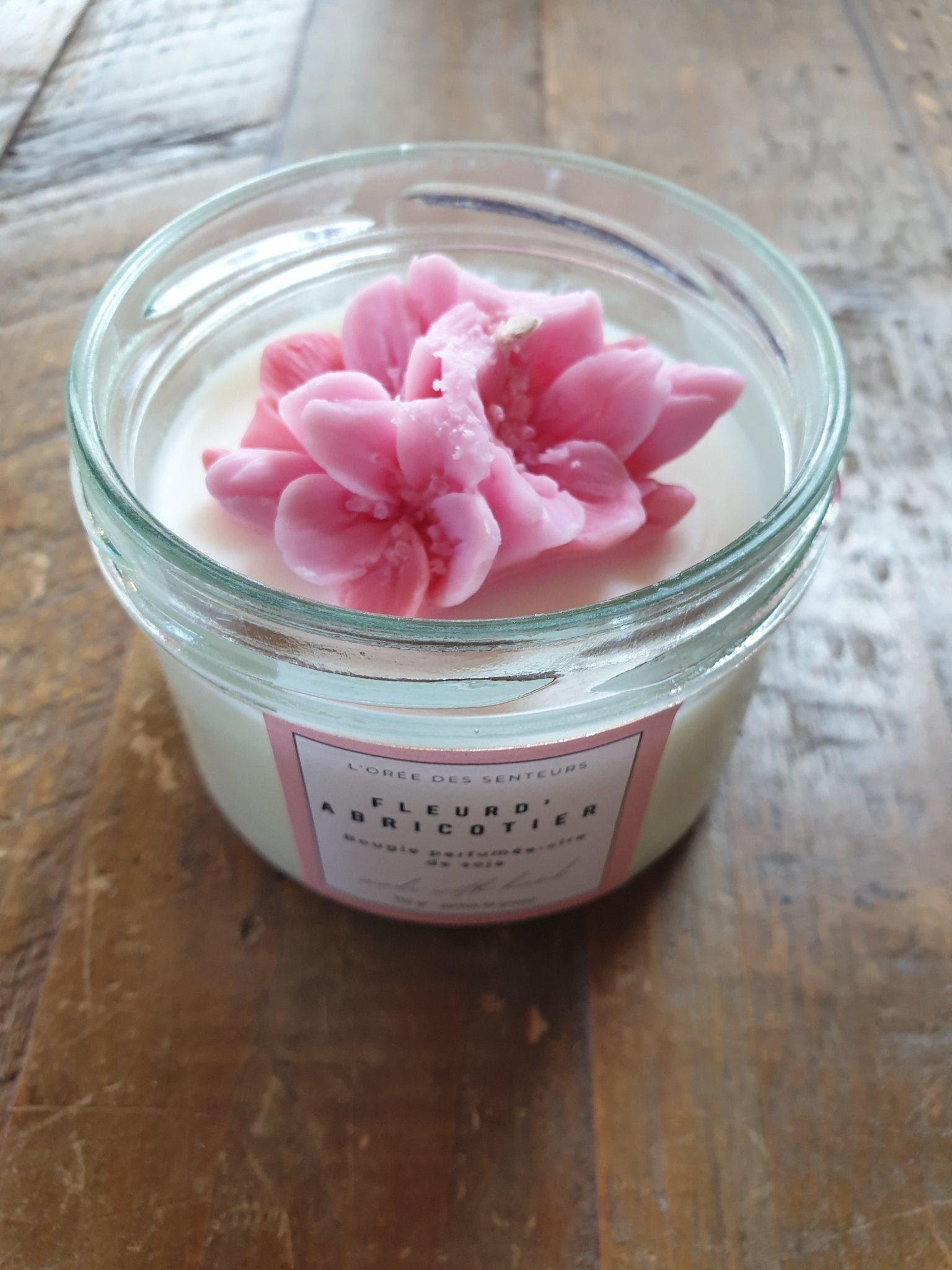 Fleur d'abricotier "imparfaite"- bougie parfumée à la cire de soja - L'orée des senteurs