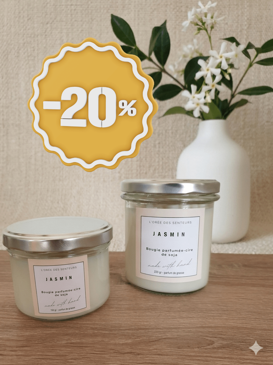 Jasmin - bougie parfumée à la cire de soja - L'orée des senteurs