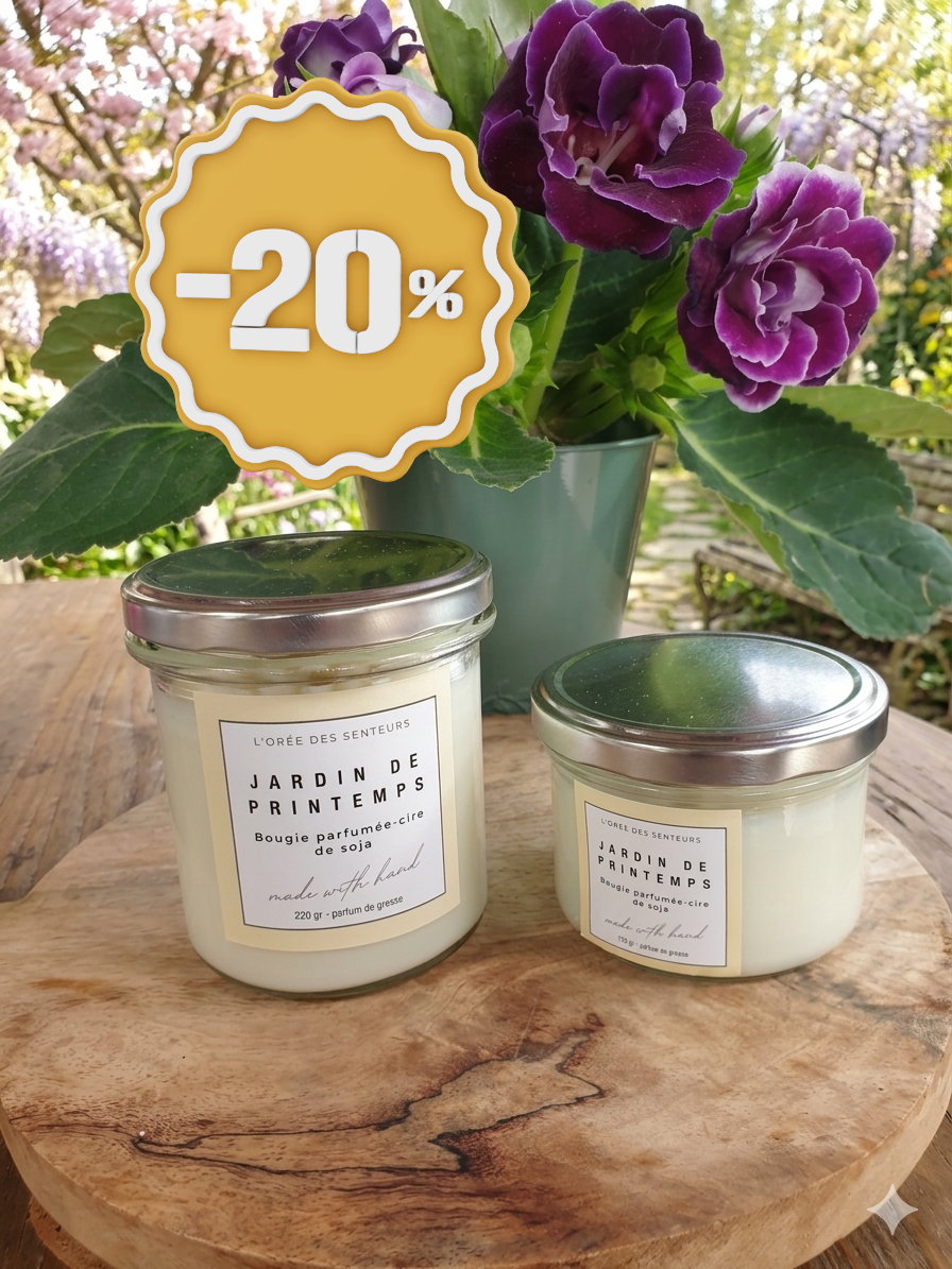 Jardin de printemps - bougie parfumée à la cire de soja - L'orée des senteurs