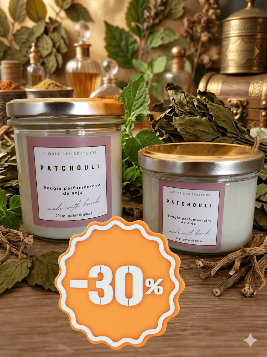 Patchouli - bougie parfumée à la cire de soja - L'orée des senteurs
