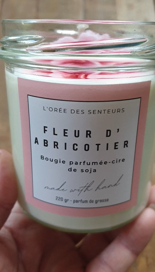 Fleur d'abricotier "imparfaite" 220gr - bougie parfumée à la cire de soja - L'orée des senteurs